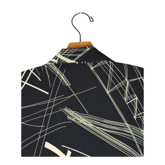 Giorgio Danieli Shirt Men Large Black Ivory Abstract‎ Collared Button Down Retro - Picture 5 of 8